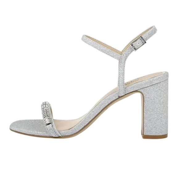 Badgley Mischka Womens Charlee Embellished Evening Sandals Silver Glitter Size 8 - Picture 2 of 5